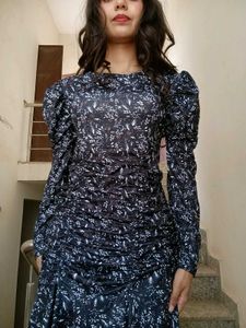 Chic Printed Puff Sleeve Mini Dress