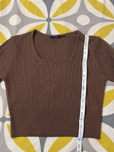 Stylish Brown Cropped Sweater