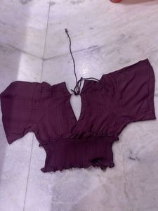 Burgundy Keyhole Crop Top