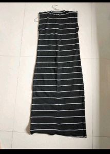Striped Ribbed Zipper Dress