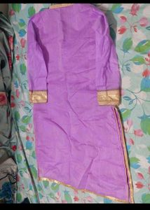 Elegant Purple Kurta with Gold Embroidery