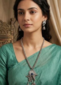 New Oxidized Silver Krishna  Necklace Set
