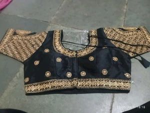 Black Embroidered  South Indian Design Blouse