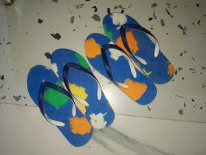 Colorful Map Print Flip-Flops