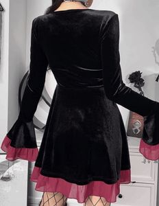 Gothic Velvet Dress with Bell Sleeves