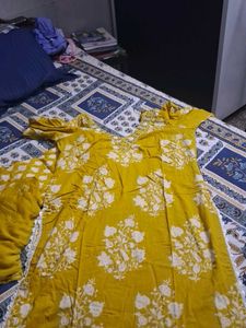 Yellow Floral Print Kurta set