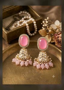 Stunning Pink Jhumka Earrings