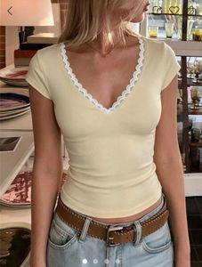 Lace Trim V-Neck Top