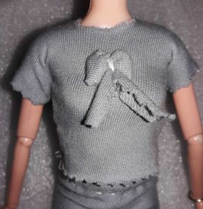 Grey Bow Detail Knit Top Barbie doll