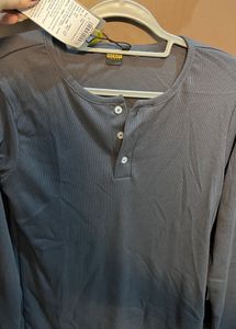 Off duty- Men's Grey Long Sleeve Henley T-Shirt
