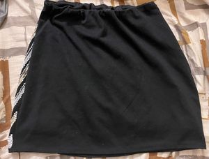 Beaded Black Mini Skirt