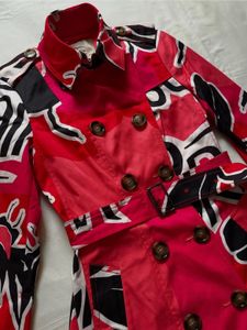 Abstract Print Trench Coat