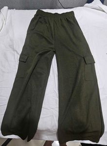 Olive Green Cargo Wide Leg Pants