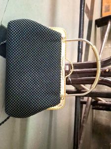 Elegant Black Beaded Clutch Bag