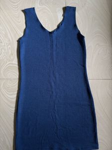 Navy Blue V-Neck Ribbed Dress 💙
