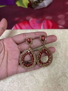 Pink &amp; Gold Statement Earrings