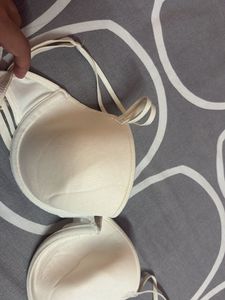 Cream Padded Bra with Straps