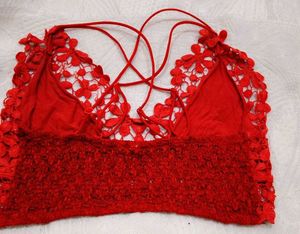 Red Floral Lace Bralette