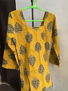 Yellow Printed Kurta