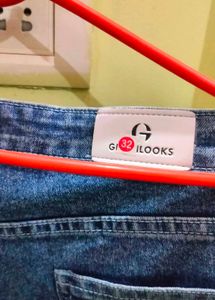 Embroidered Blue Denim Jeans