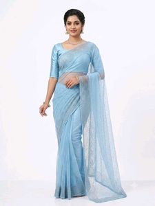 Elegant Black Saree with Heart Motifs