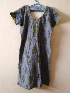 Grey Kurta with Floral Print