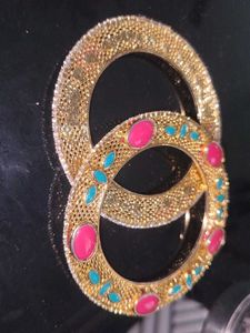 Exquisite Gold Bangle with Stones