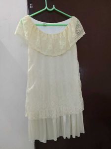 Cream Lace Off-Shoulder Dress