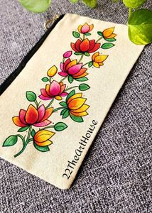 Hand-Painted Lotus Pouch