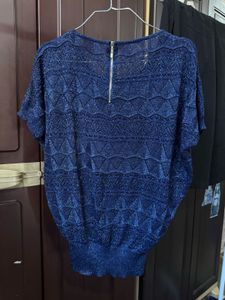 Sparkly navy blue knit top