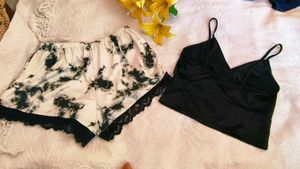 Very Fancy Satin Lace Shorts And Amazing Top