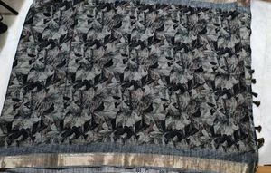 Elegant Grey Floral Print Saree without blouse