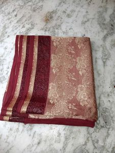 Elegant Maroon & Gold Saree