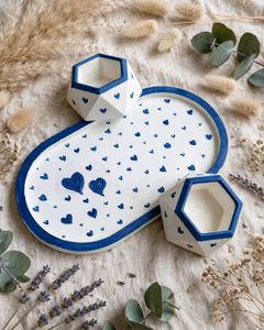 Cute Heart Tray & candle holder com Planter Set