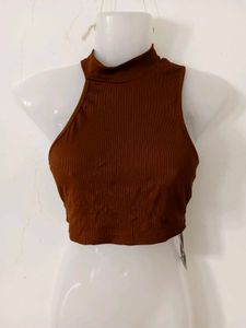 Ribbed Mock Neck Crop Top