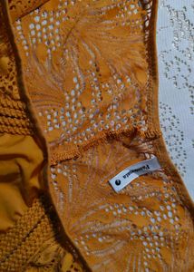 mustard yellow Lace Trimmed Briefs