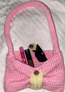 Red Bow Crochet Handbag