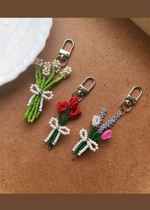 Beaded Flower Keychain Set of 3