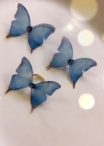 New Combo Of Blue Butterfly Earrings And Ring