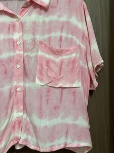 zudio Pink Tie-Dye Button-Up Shirt for L