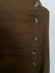 Brown Straight Cotton Skirt