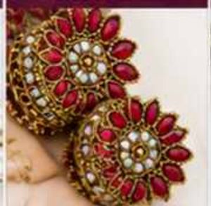 Exquisite Red Stone Jhumka Earrings