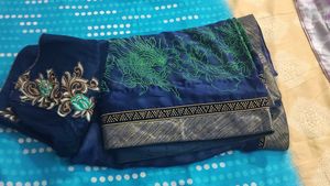 Elegant Blue Floral saree with blouse