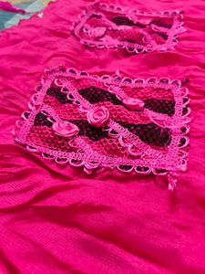 Vibrant Fuchsia Scarf with Tassels