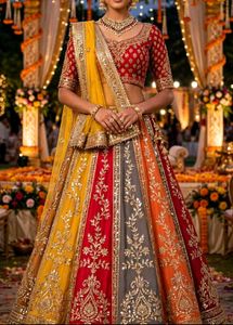 Stunning Multi-Color Embroidered Lehenga Choli