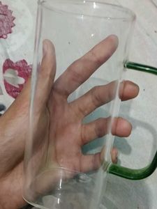 💥 Clear Glass Mug with Green Handle 🍺 💥