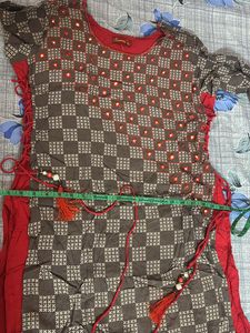 Brown Checkered Tunic with Red Accents