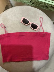 Pink Ribbed Camisole Top