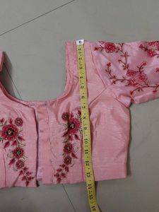 Coral Embroidered Sari Fabric