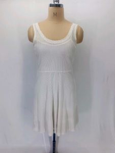 White Lace Trim Fit and Flare Dress